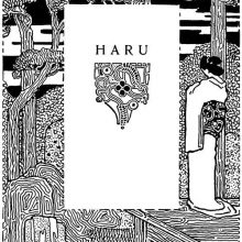 Title page for Haru showing a woman in traditional Japanese dress seen from behind
