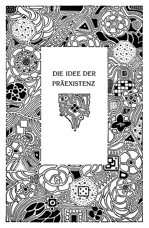Title page for the story The Idea of Preexistence showing geometric motifs and flowers