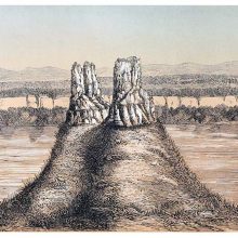 The Cayuse Sisters, also known as Twin sisters, a basalt formation on the the Columbia River