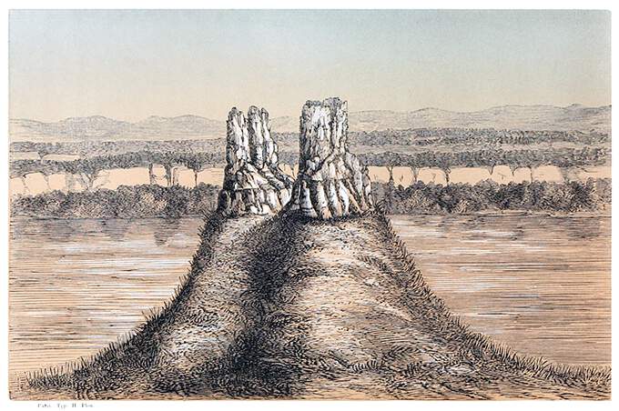 The Cayuse Sisters, also known as Twin sisters, a basalt formation on the the Columbia River