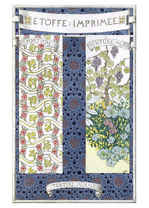 Plate showing samples of printed fabric with floral design