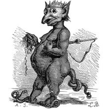Depiction of Abraxas seen as a demon with the head of a king and feet made of two snakes