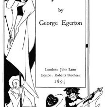 Title page for Keynotes showing a woman wearing a large hat, a Pierrot, and a guitar player