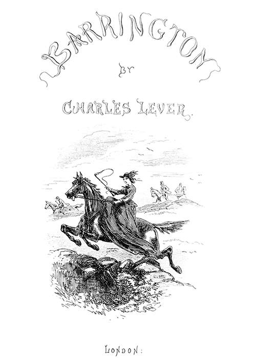 Illustrated half-title showing a woman riding a horse sidesaddle about to jump over a low wall