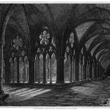 Perspective view of the cloister of Salisbury Cathedral as seen from the North-East