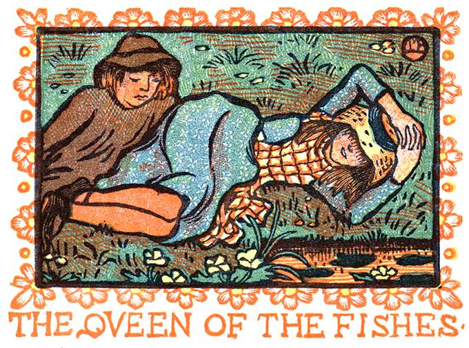A girl lies in the grass on a riverbank as a boy is reclining at his side