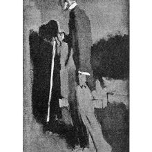 Full-length portrait of Aubrey Beardsley as seen from the side with a cane and a hat in one hand