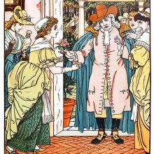 Upon coming home, a man is welcomed on the porch by his daughters and gives one of them a rose