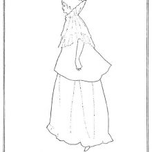 Full-length portrait of Gabrielle Réjane as seen from the side