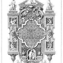 Decorative composition showing allegories of the fine arts set into an architectural structure