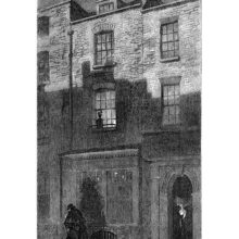 Night scene showing the façade of the house where J. M. W. Turner was born