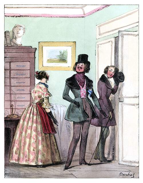 A woman walks her husband and a friend of his to the door as they are leaving the apartment