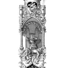 Hagen discovers the body of Volker under an arch at the base of a fanciful tower