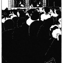 View of the audience in an opera house where wagner's Tristan und Isolde is being performed