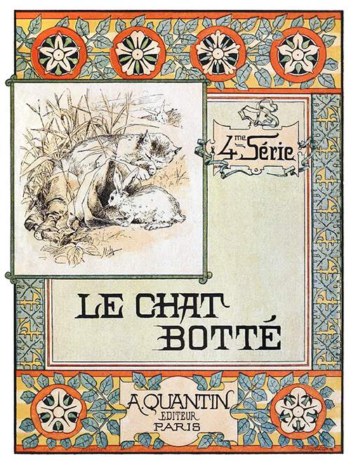 Front cover to Le Chat Botté, showing Art Nouveau design with Asian influence