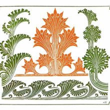 Color plate showing Art Nouveau foliage ornaments inspired by natural plant shapes