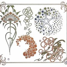 Color plate showing Art Nouveau ornaments inspired by dandelion flowers and leaves