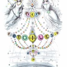 Hand-colored illustrated title of Les étoiles showing two female figures floating in the sky