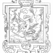 Ill-fortune is symbolized by a naked woman riding a bird and brandishing punishment instruments