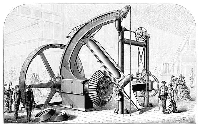 Perspective view of the Corliss gear cutter, designed for cutting the teeth of large bevel gears