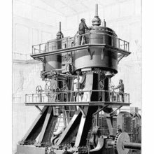 Perspective view of a compound steam engine of a design used in ocean steamers