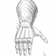 Fifteenth-Century plate armor gauntlet articulated at the wrist