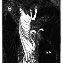Wotan and Loge in the Nibelungs' underworld facing Alberich, who has turned into a dragon