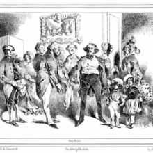 A man who has seemingly just come home finds a none too small party unexpectedly waiting for him