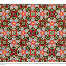 Color plate showing a symmetrical pattern with star-shaped passionflowers and foliage
