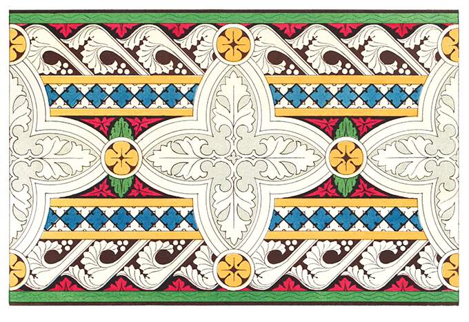 Color plate showing a decorative design with laterally repeating cross-shaped foliage motifs