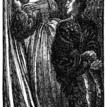 A man sitting on a bench turns his head toward two women behind him, one of whom is crying
