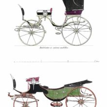Plate showing an "American" carriage with a folding top and a Wourch, or Wourst barouche