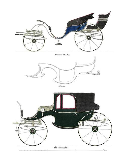 A Victoria, a light carriage with a folding top, and the Sovereign, a four wheel closed vehicle