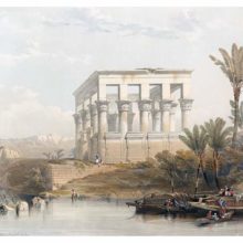 View of Trajan's Kiosk overlooking the Nile at its original location on the island of Philae