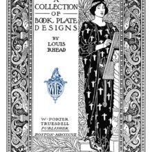 Title page with a decorative border, showing a woman painting against a background of foliage