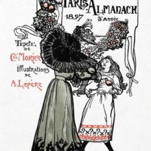 woman picks apples from a garland wrapped around the book title and offers them to a girl