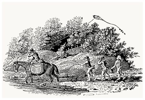 Youngsters flying a kite