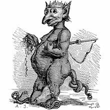 Depiction of Abraxas seen as a demon with a crowned head and feet made of two snakes
